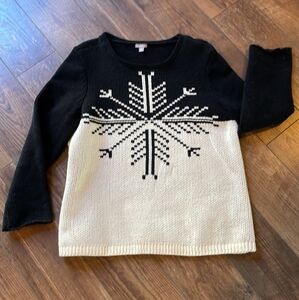EUC J. Jill Women's Snowflake Crewneck Sweater